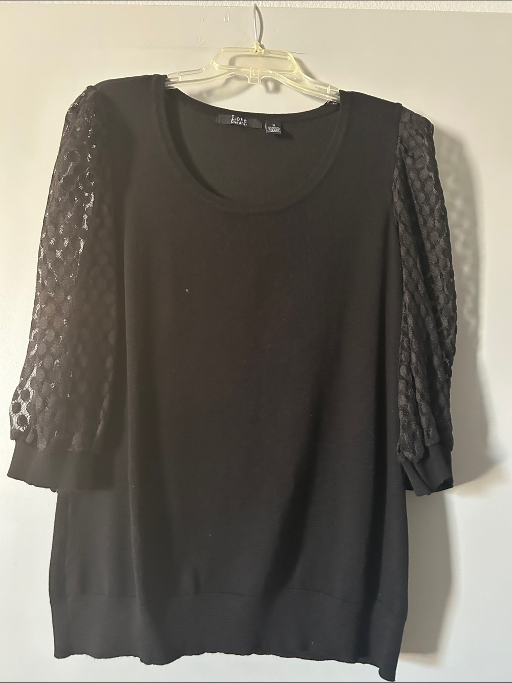 Lane Bryant Black Sheer Puff Sleeve Sweater Top
